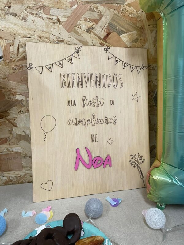 Cartel bienvenidos a mi fiesta