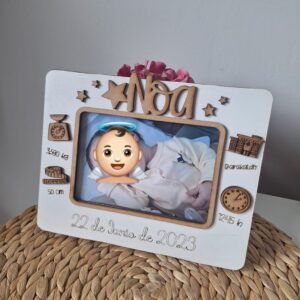 Portafotos personalizado con datos de nacimiento
