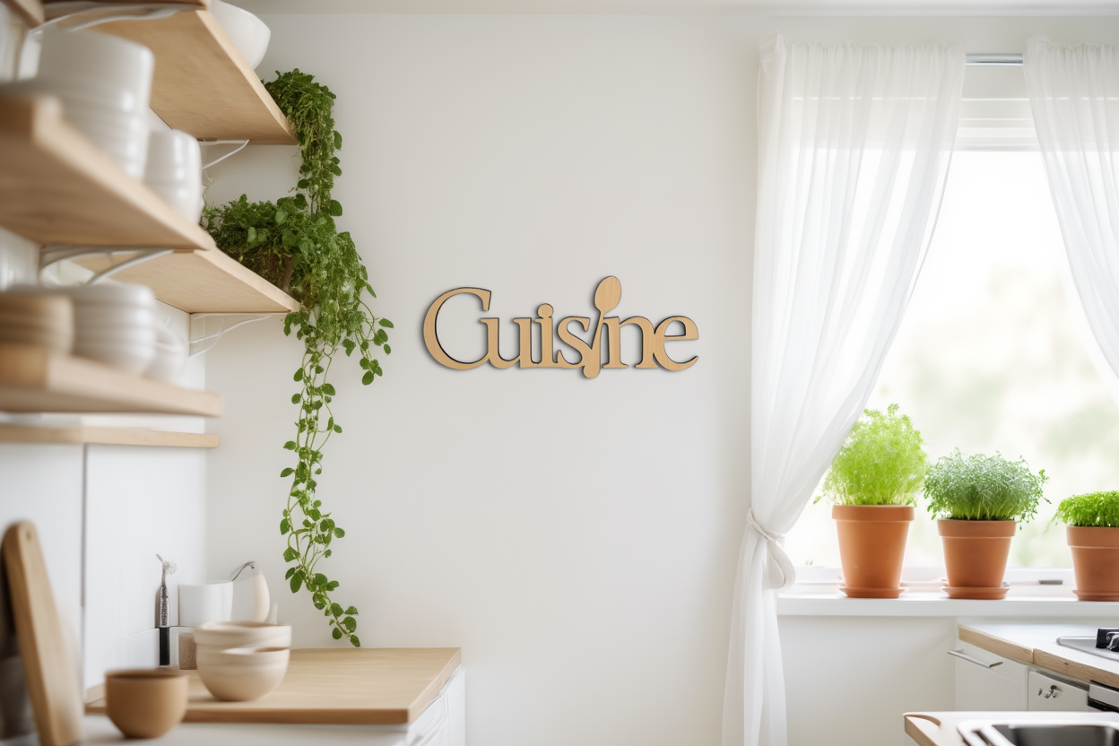 Cartel decorativo de madera “Cuisine” - Imagen 2